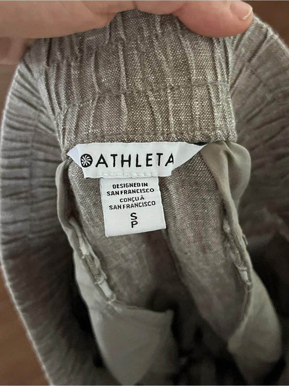 Athleta 100% Linen Retreat High Rise Ankle Pants Small Brown Beach Coastal Boho